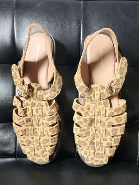 🐆 By Anthropologie Leopard Suede Fisherman Sandals EU 41/US 10